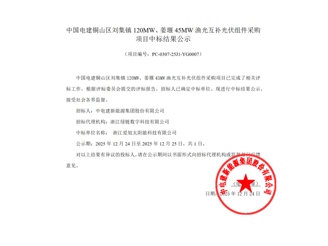 直流侧184MW！优德88ABC中标中国电建渔光互补项目